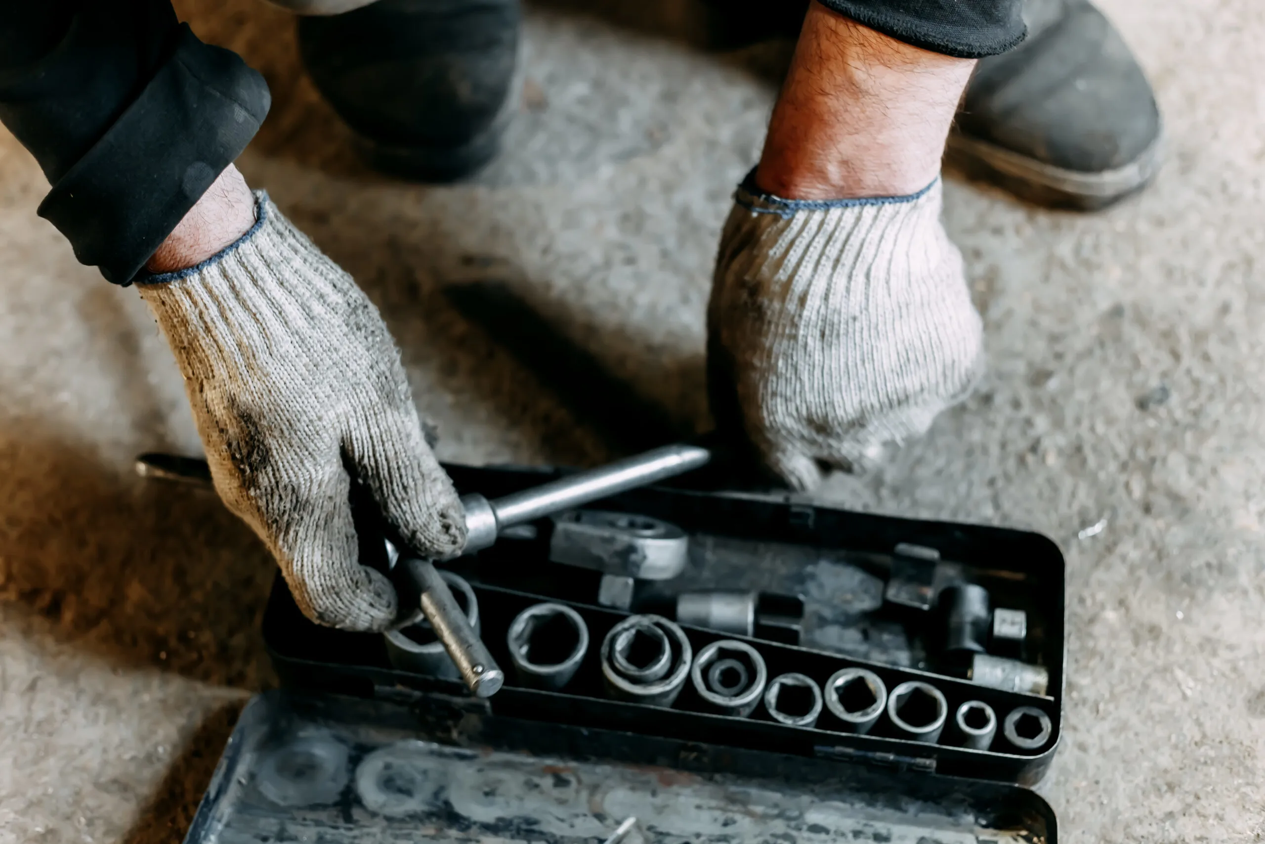 old tools in hands for auto